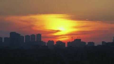 Time Lapse glowing sunset Stock Footage 76565885