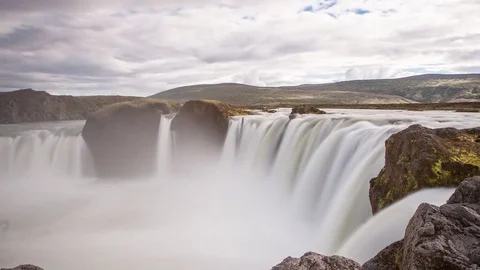 Time lapse at Goðafoss waterfalls Video stock 70710661