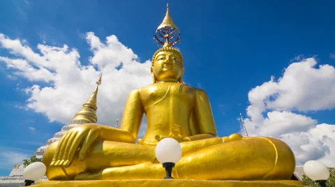 Time Lapse Gold Buddha Statue In Wat Chiang Yeun Temple Of Chiang Mai, Thailand Stock Footage 42219280