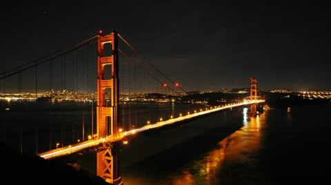 Time Lapse - Golden Gate Bridge at Night - 4K - 4096x2304 Stock Footage 22337046