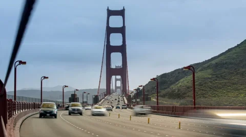 Time lapse of the Golden Gate bridge with cars coming right past the camera Stock Footage 42960093