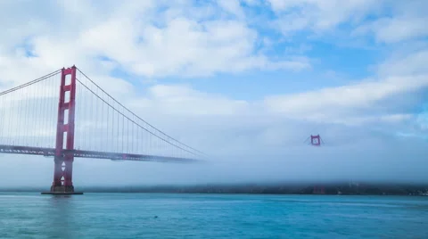 Time Lapse - Golden Gate Bridge at San Francisco in the Fog Stock Footage 47859810
