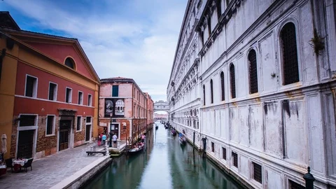 Time Lapse - Gondolas Going Through Grande in Venice Italy - 4K Stock Footage 112239732