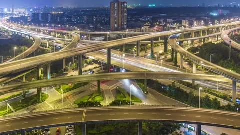 Time Lapse of Grade Separation bridge at night .NanJing,China. Video stock 74375702