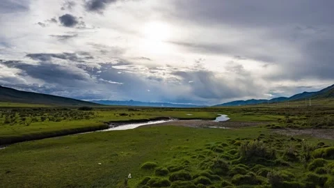 Time-lapse of grasslands and herds of cattle in Tibetan areas Video stock 337919230