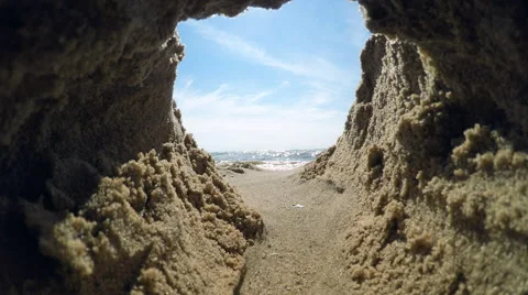 Time lapse of great lake from inside sand castle Stock Footage 52513440