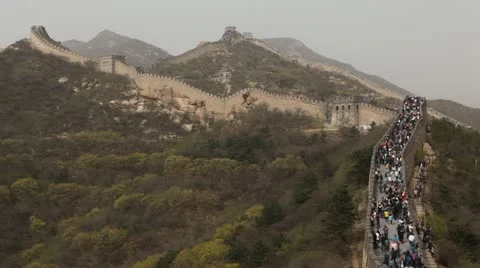 Time Lapse of The Great Wall of China, Crowds of people on Chinese Great Wall Stock Footage 11286611