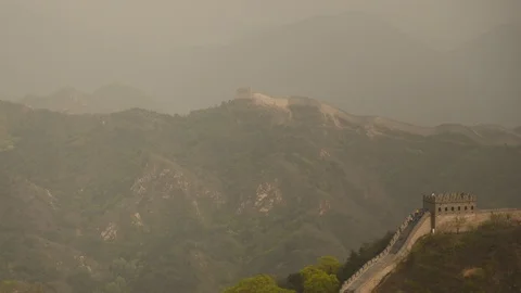 Time Lapse of Great Wall Iconic Landmark Sightseeing and Mountains Landscape Day Vídeo Stock 106126823