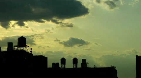 Time Lapse Green Blue Sky Water Towers Roof tops Manhattan Stock Footage 49223662