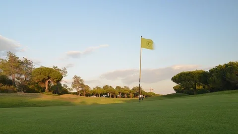 Time lapse of Green on golf course with flag Stock Footage 90496654