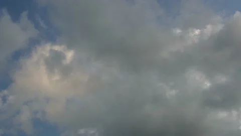 Time Lapse of grey and white clouds in a blue sky. Moving from let to right. Stock Footage 206458337
