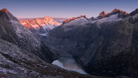Time lapse Grimselpass sunrise Stock Footage 83454417