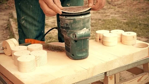 Time lapse of grinding with random orbital sander Stock Footage 75053459