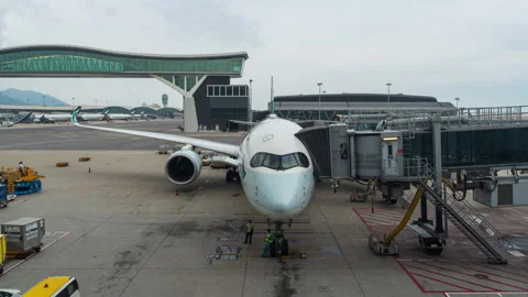Time lapse ground staff Preparing the aircraft before flight. airline groun.. Stock Footage 252483137