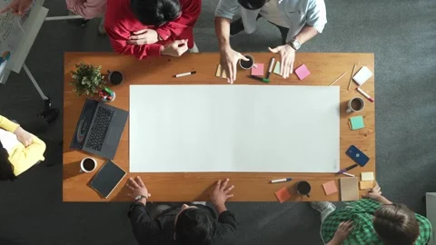 Time lapse of group walking at boardroom and brainstorming idea. Convocation. Stock Footage 270087111