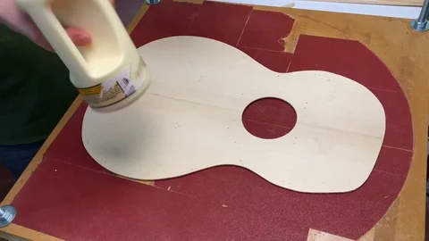 Time lapse of Guitar maker making soundboard of acoustic guitar Stock-Footage 113064457