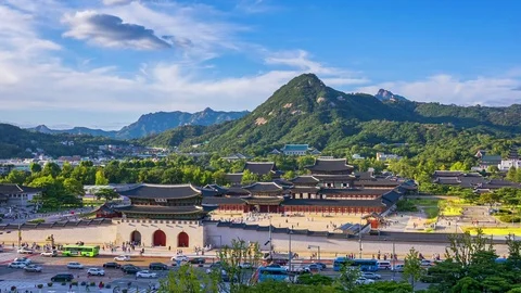 Time lapse of Gyeongbokgung palace in Seoul,South Korea. Stock Footage