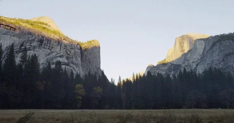 Time lapse of Half Dome during sunset time at Yosemite National Park in Stock Footage 72993706