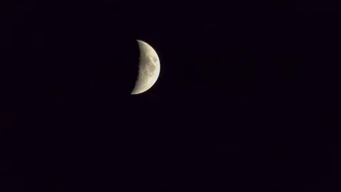 Time-Lapse Half Moon Clear Sky Moon Passing In The Night x2 Stock Footage 147164071