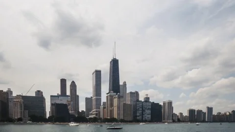 Time Lapse of the Hancock Bldg &amp; Chicago Skyline Along Lake Michigan With LUT Vidéo 80299675