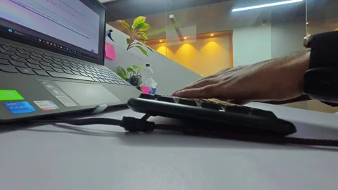 Time-Lapse of Hands Typing on Laptop in Office Environment Stock Footage 314194331