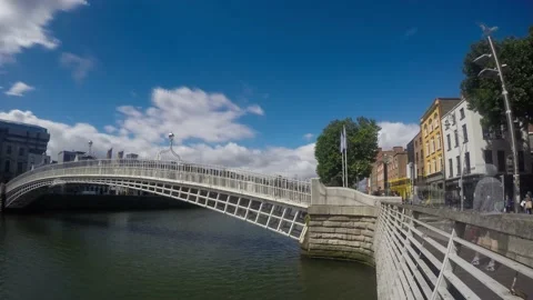 Time-lapse of the Ha'penny Bridge, Dublin, Ireland Stock Footage 220930686