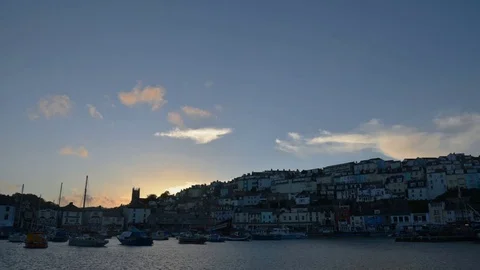 Time lapse of the harbor of Brixham in England Stock Footage 69869747