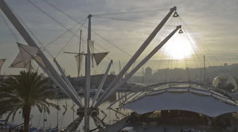 Time lapse harbour genoa 4k Stock Footage 22959151