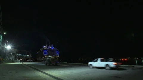 Time Lapse of Harmony of the seas docking at Royal Caribbean Terminal 25 Stock Footage 116416472
