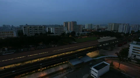 Time Lapse HD Video of Trains by Singapore MRT Station in the Morning 스톡 동영상 34251242