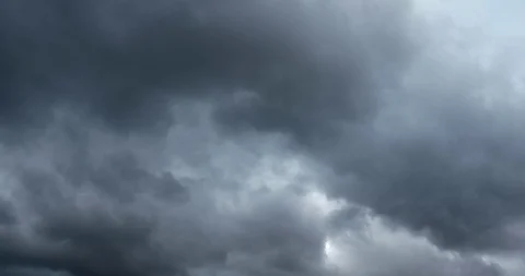 Time-lapse Heavy Rainy Clouds Moving. Fast motion. Dark Grey Stormy Sky Stock Footage
