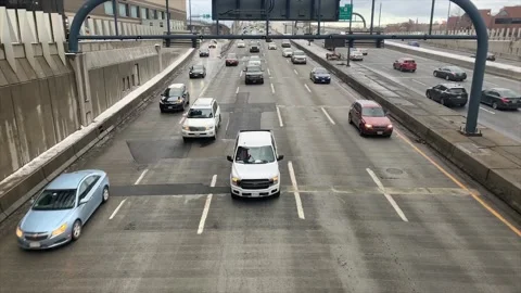 Time lapse of heavy traffic on a bridge Stock Footage 132439386