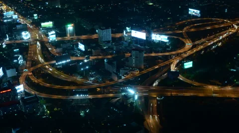 Time Lapse Heavy Traffic in Downtown Bangkok Thailand Night Stock-Footage 53014457