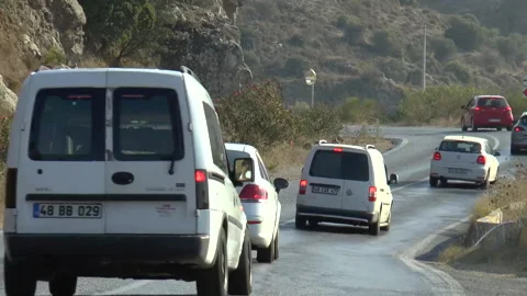 Time Lapse Heavy Traffic Hillside Road Stock Footage 144206095