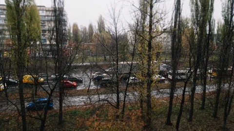 Time lapse of heavy traffic in a traffic jam. 4k Stock Footage 112953834