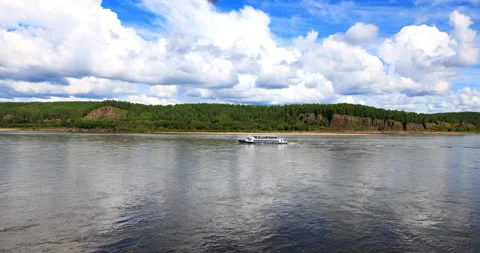 Time lapse of Heilongjiang river in summer, Sino-russian border. Stock-Footage 218875748