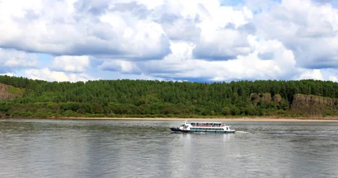 Time lapse of Heilongjiang river in summer, Sino-russian border. Stock Footage 218878887