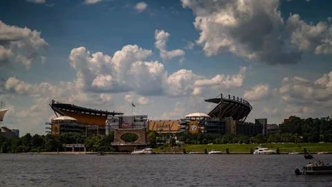 Time lapse of Heinz Field Stadium from across the river in Pittsburgh, Vidéo 113250183