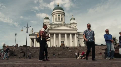 Time lapse of Helsinki Cathedral (Helsingin tuomiokirkko, Suurkirkko) Stock Footage 53085697