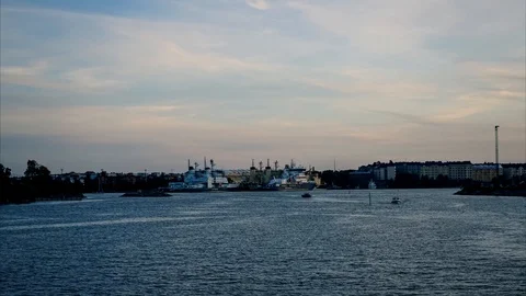 Time Lapse in Helsinki harbour at sunset Stock Footage 115103520