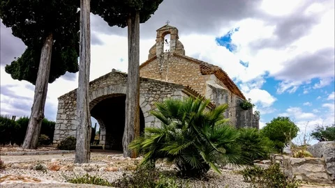 Time-Lapse of a hermitage under the clouds Stock Footage 92962538
