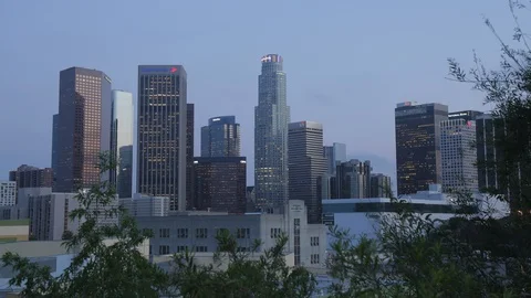 Time lapse hermosa park view skyline downtown at los angeles Stock Footage 108982775