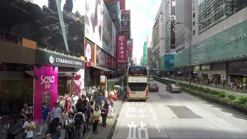 Time lapse, high angle front view vehicle shot, Nathan road, Kowloon, Hong Kong Stock Footage 159972170