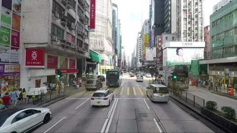 Time lapse, High angle front view vehicle shot, Nathan road, Kowloon, Hong Kong Stock Footage 159973486