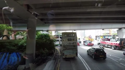 Time lapse, High angle front view vehicle shot, West Kowloon Corridor, Hong Kong Stock Footage 161415710