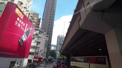 Time lapse, High angle front view vehicle shot, Canal Road, Wan Chai, Hong Kong Stock Footage 161880507