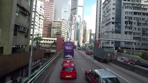 Time lapse, High angle front view vehicle shot, Canal Road, Wan Chai, Hong Kong Stock Footage 162382440