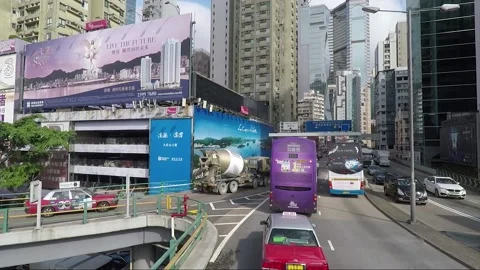 Time lapse, High angle front view vehicle shot, Canal Road, Wan Chai, Hong Kong Stock Footage 162481284