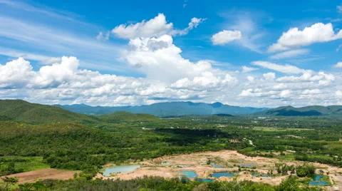 Time lapse-High angle view of villages with blue sky-4K pan R Stock Footage 64725510