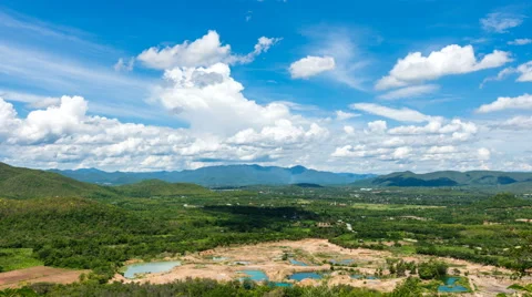 Time lapse-High angle view of villages with blue sky-zoom out Stock Footage 64726057